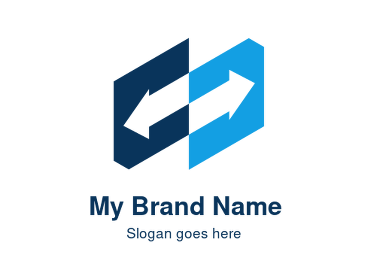 Dynamic Blue and Dark Blue Intersecting Arrows Symbol Logo Design for Innovative Data Exchange and Technology Branding